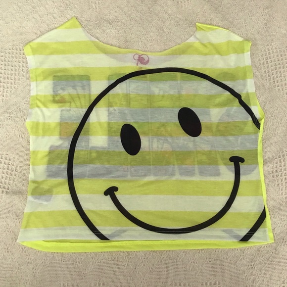 OP Ocean Pacific Cropped Striped Bright Top Small - Picture 2 of 6